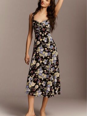 Anthropologie Maeve Sweetheart Printed Midi Dress